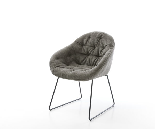 Étkezőszék Gaio-Flex bouclé puha sötét bézs vékony láb fekete