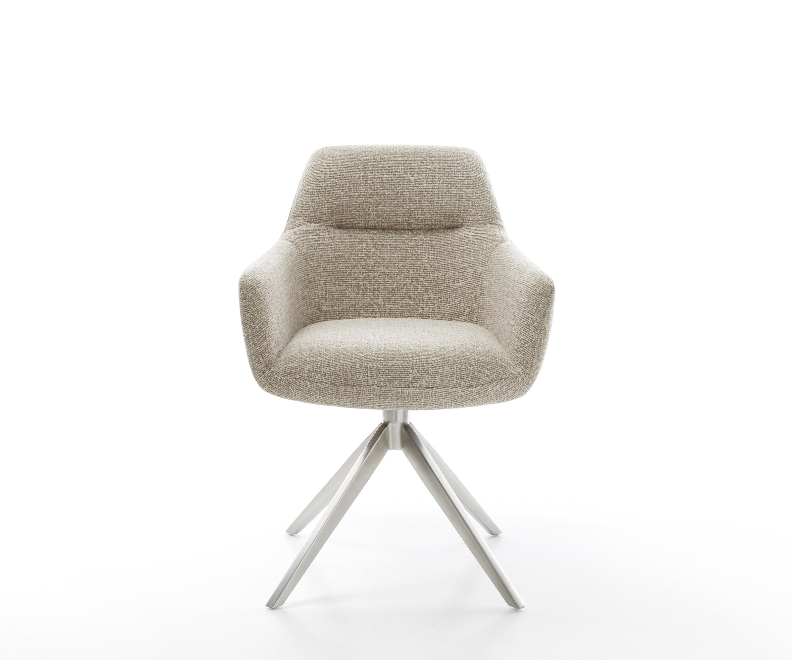 Étkezőszék Pejo-Flex szövött szövet puha bézs kereszt láb széles rozsdamentes acél 360° forgatható billenő zsákrugó - Image 2