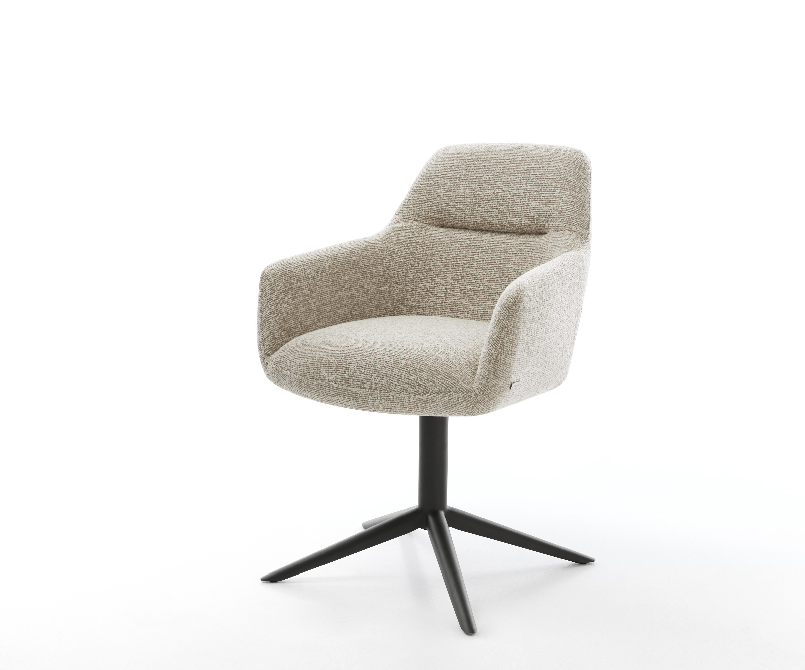 Étkezőszék Pejo-Flex szövött szövet puha bézs fekete kereszt láb 360° forgatható billenő zsákrugó