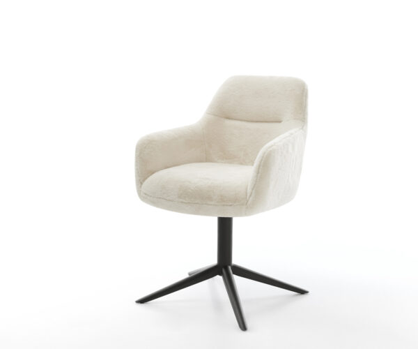 Étkezőszék Pejo-Flex plüss krémfehér fekete kereszt láb 360° forgatható billenő zsákrugó