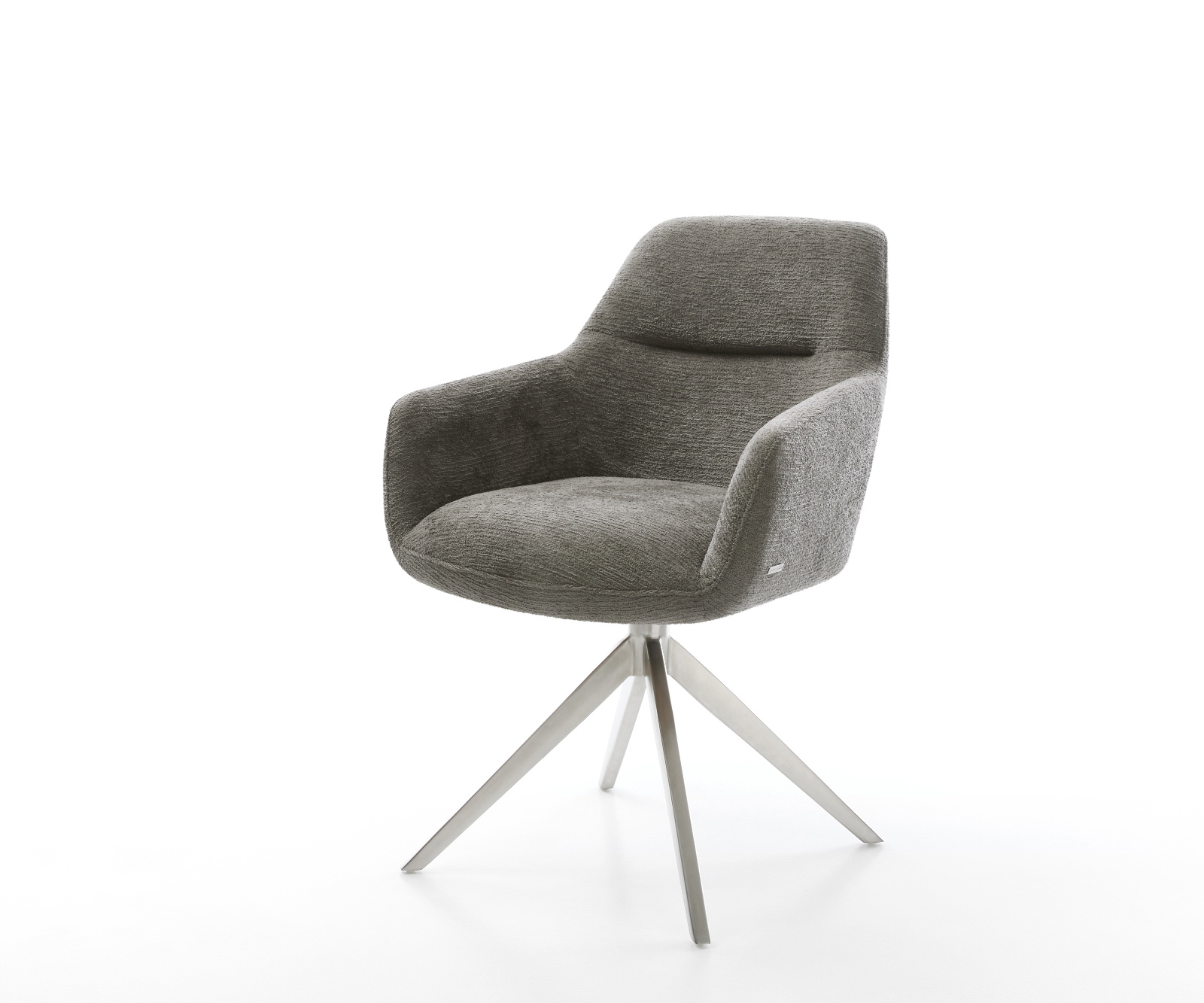 Étkezőszék Pejo-Flex bouclé puha sötét bézs kereszt láb széles rozsdamentes acél 360° forgatható billenő zsákrugó