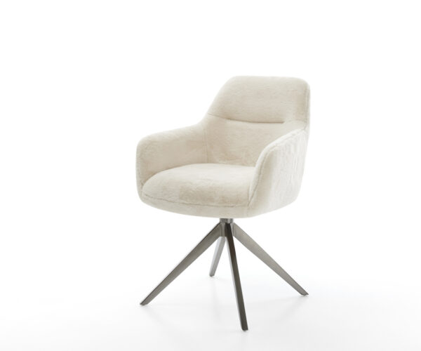 Étkezőszék Pejo-Flex plüss krémfehér kereszt láb széles grafit 360° forgatható billenő zsákrugó