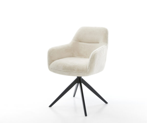 Étkezőszék Pejo-Flex plüss krémfehér kereszt láb széles fekete 360° forgatható billenő zsákrugós