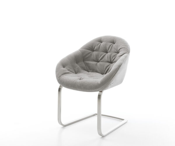 Étkezőszék Gaio-Flex strukturált szövet puha szürke konzolos lapos rozsdamentes acél láb