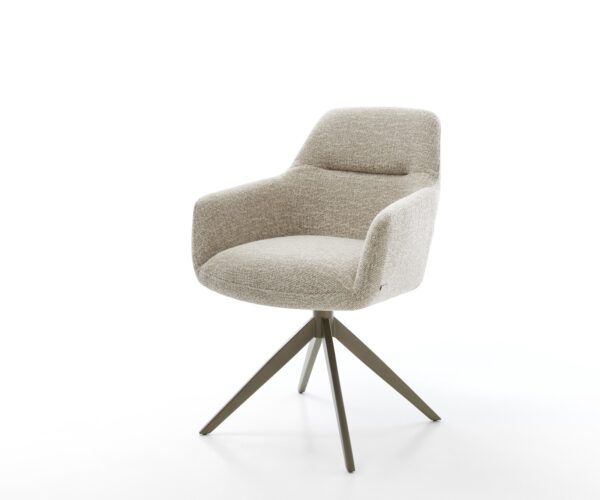 Étkezőszék Pejo-Flex szövött szövet puha bézs kereszt láb széles titánszínű 360° forgatható billenő zsákrugós matrac