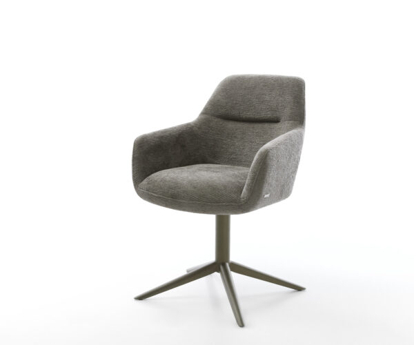 Étkezőszék Pejo-Flex bouclé puha sötét bézs kereszt láb titán színű 360° forgatható billenő zsákrugó