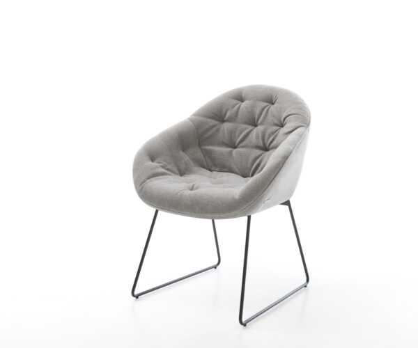 Étkezőszék Gaio-Flex strukturált szövet puha szürke vékony láb fekete