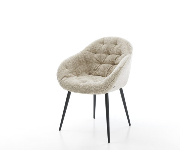 Étkezőszék Gaio-Flex szövött szövet puha bézs 4 láb kúpos fekete