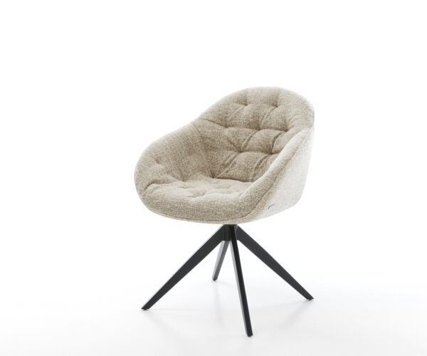 Étkezőszék Gaio-Flex szövött szövet puha bézs kereszt láb széles fekete 360° forgatható billenő funkció