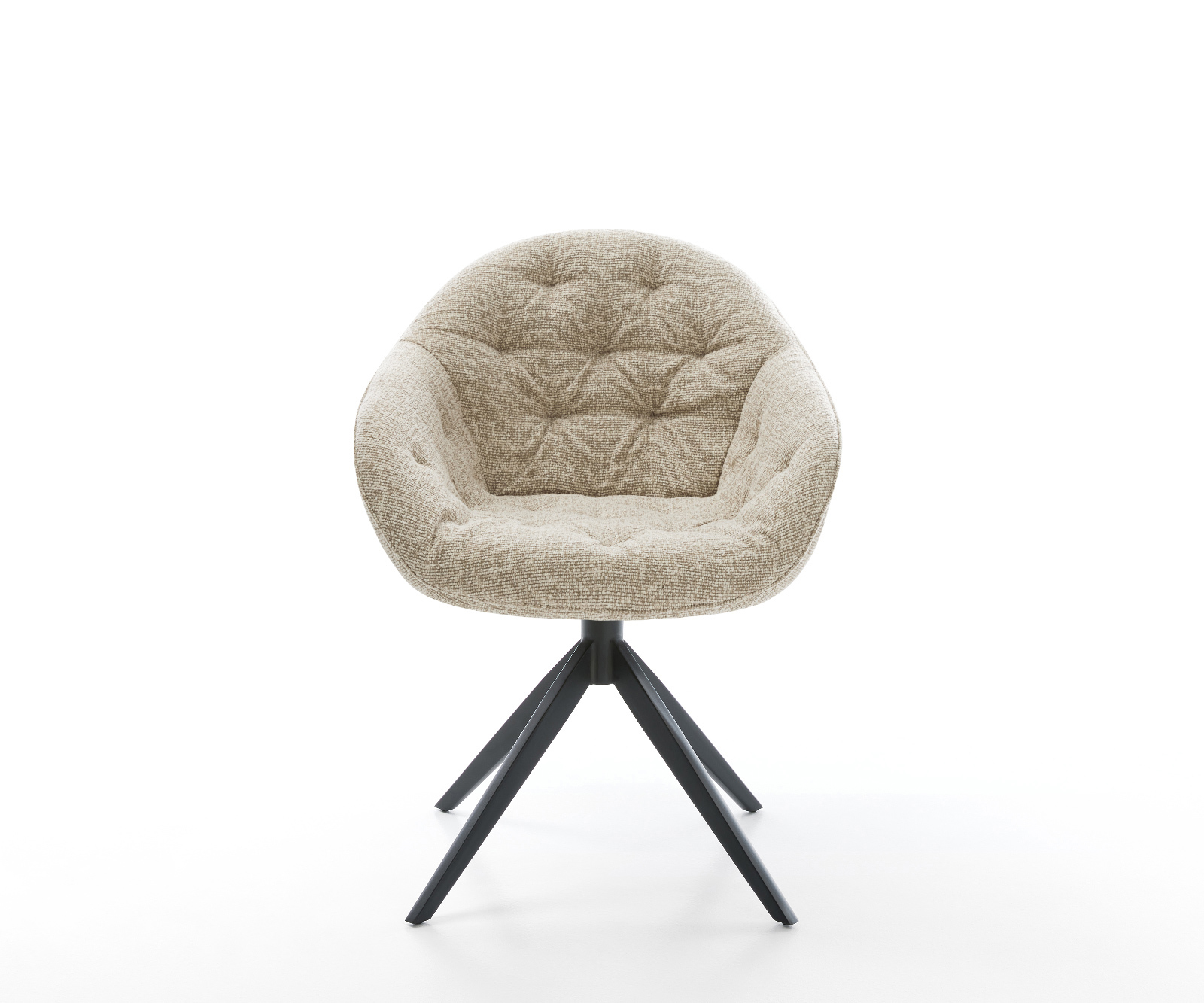 Étkezőszék Gaio-Flex szövött szövet puha bézs kereszt láb széles fekete 360° forgatható billenő funkció - Image 2