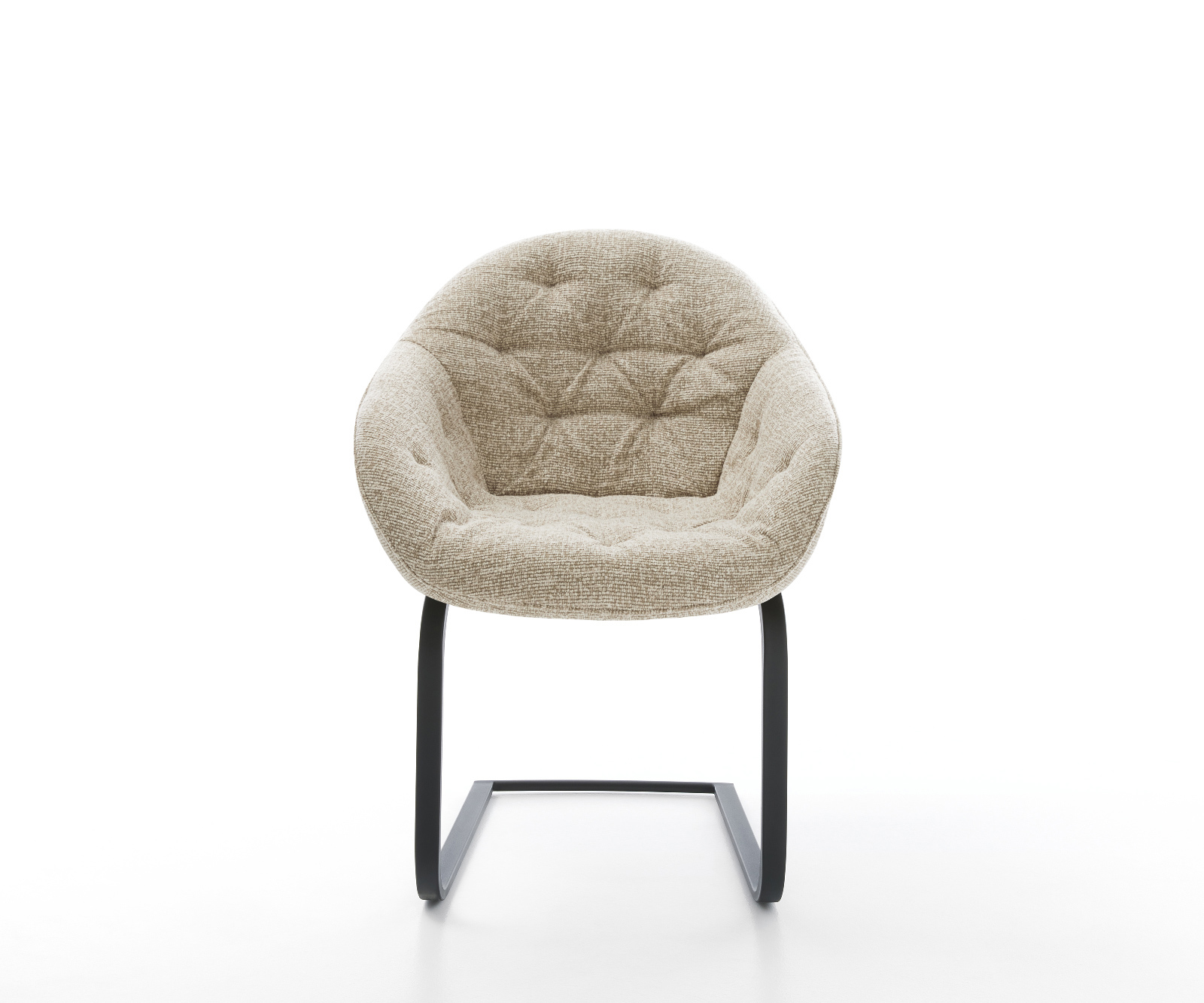 Étkezőszék Gaio-Flex szövetszövet puha bézs konzolos láb lapos fekete - Image 2