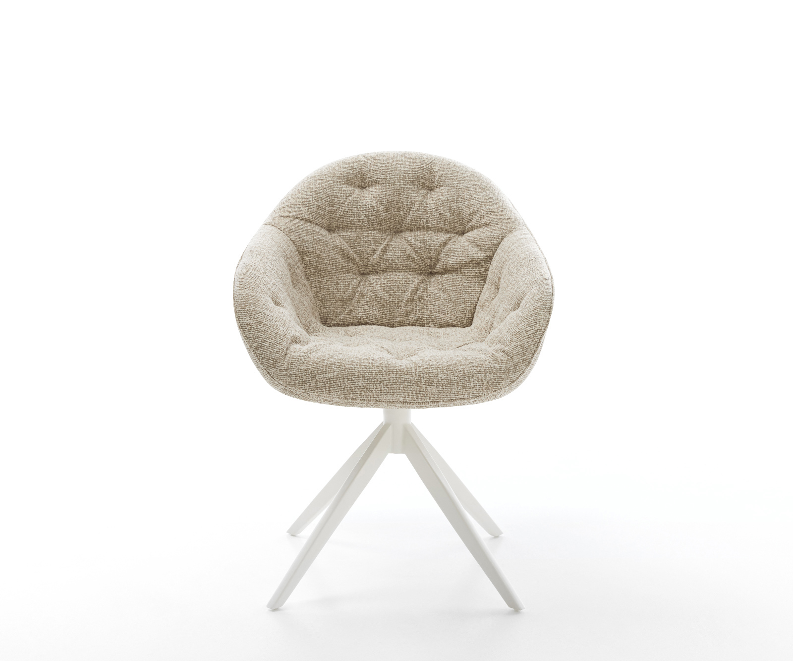 Étkezőszék Gaio-Flex szövött szövet puha bézs kereszt láb széles fehér 360° forgatható billenő funkció - Image 2