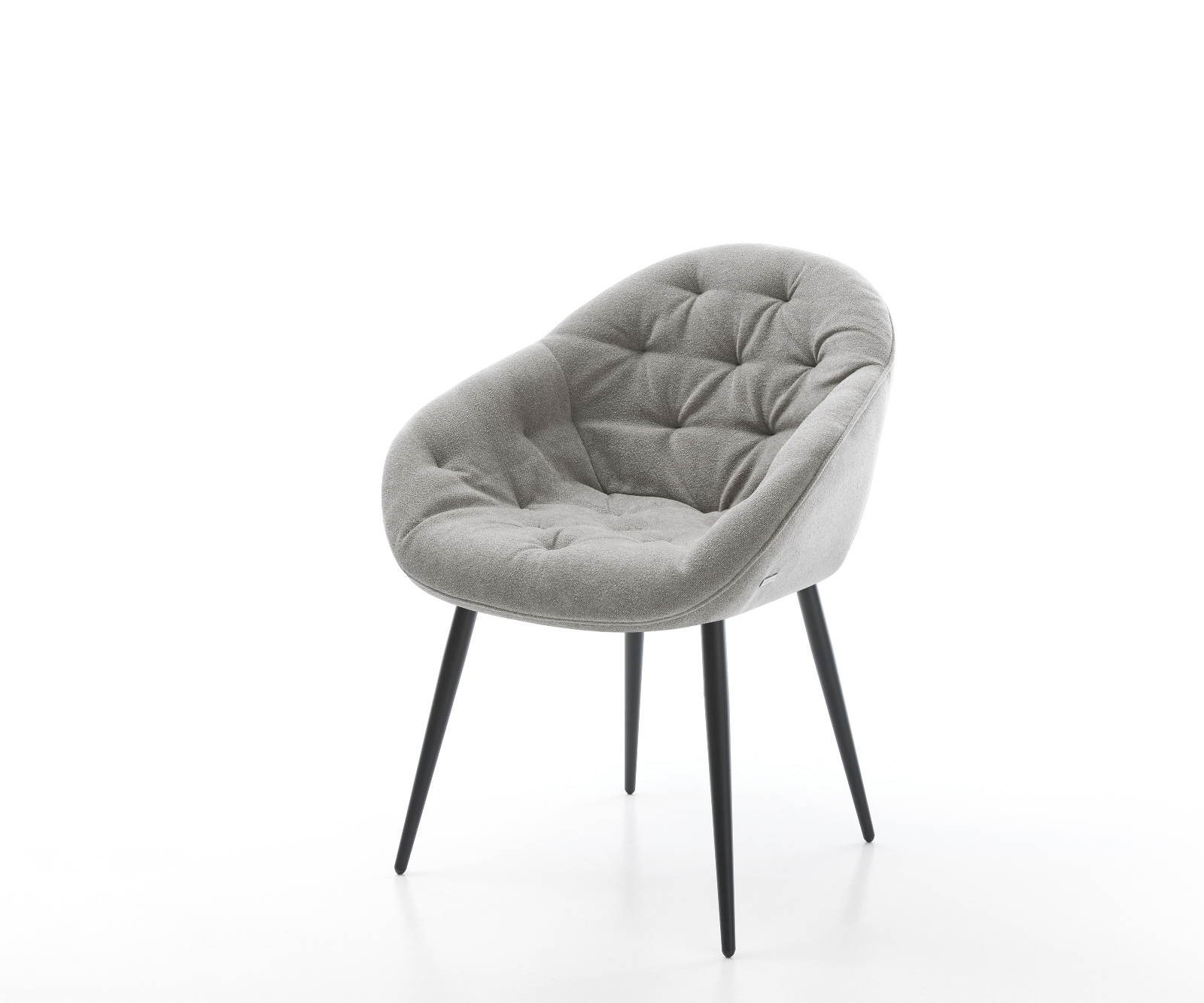 Étkezőszék Gaio-Flex strukturált szövet puha szürke 4 láb kúpos fekete