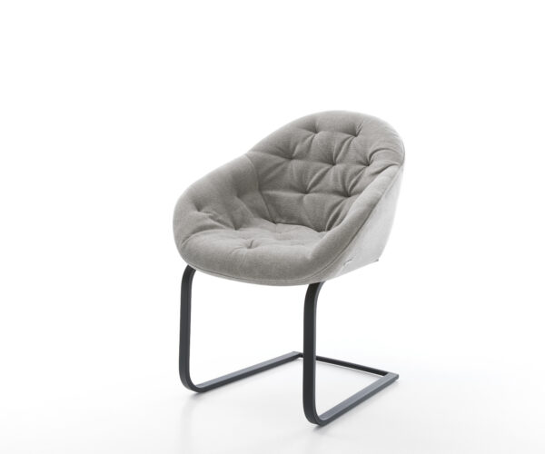 Étkezőszék Gaio-Flex strukturált szövet puha szürke konzolos lapos fekete láb