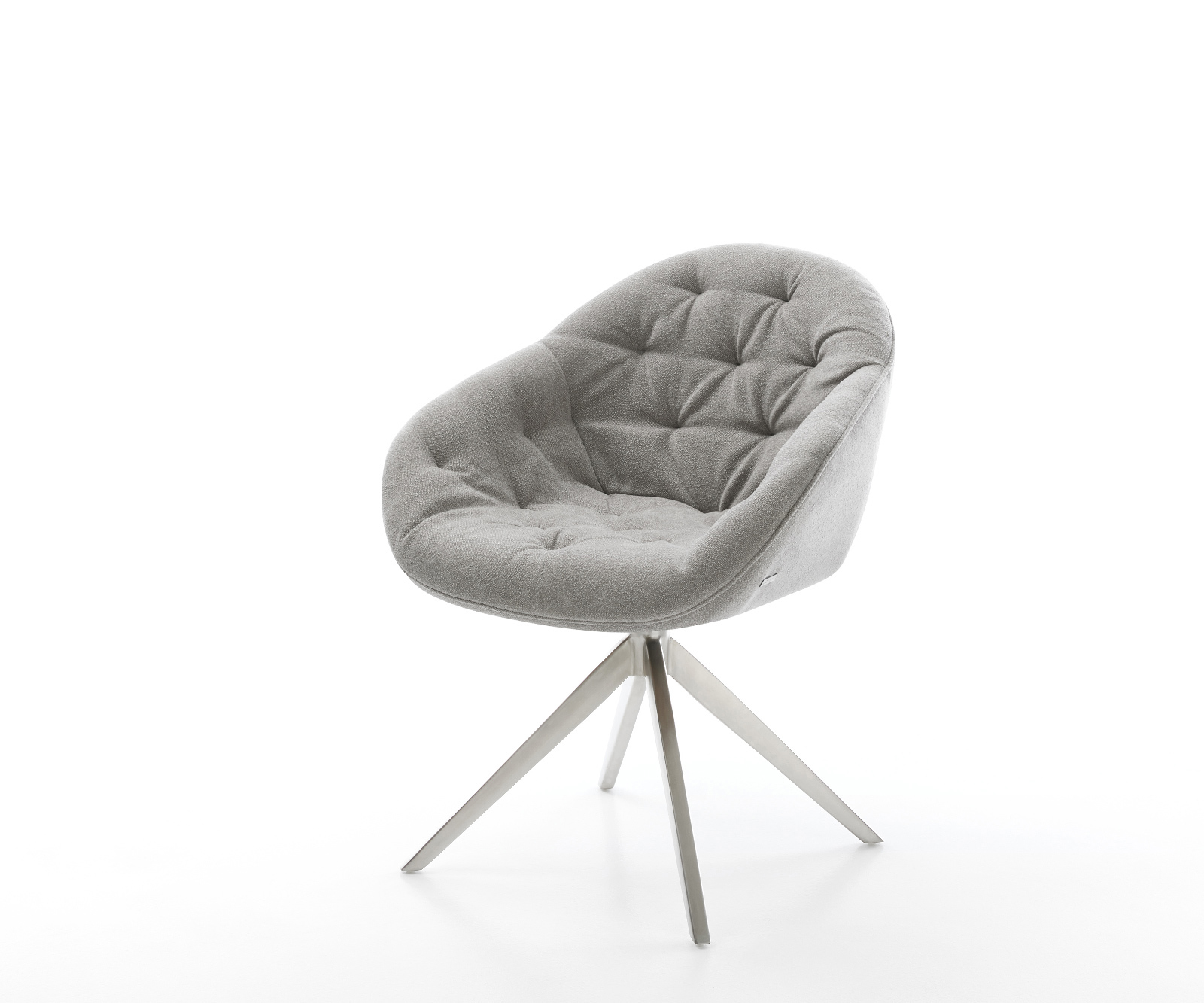 Étkezőszék Gaio-Flex strukturált szövet puha szürke kereszt láb széles rozsdamentes acél 360° forgatható billenő funkció