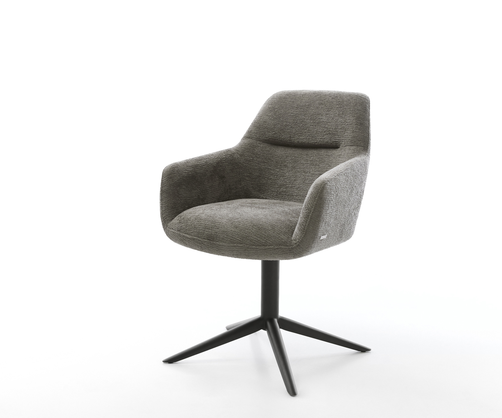 Étkezőszék Pejo-Flex bouclé puha sötét bézs kereszt láb fekete 360° forgatható hintamechanizmus zsákrugó