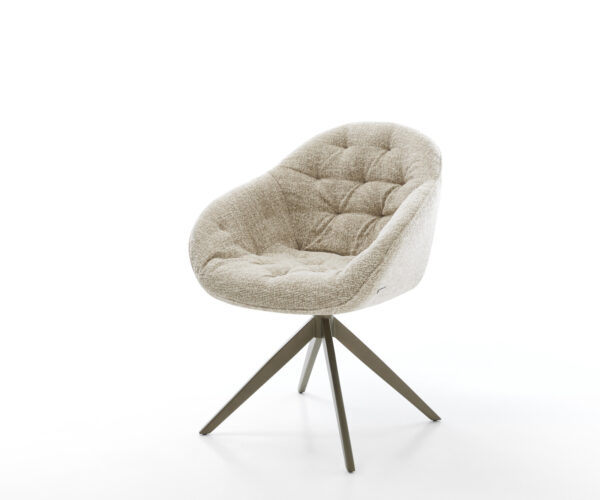 Étkezőszék Gaio-Flex szövött szövet puha bézs kereszt láb széles titánszínű hatás 360° forgatható billenő funkció