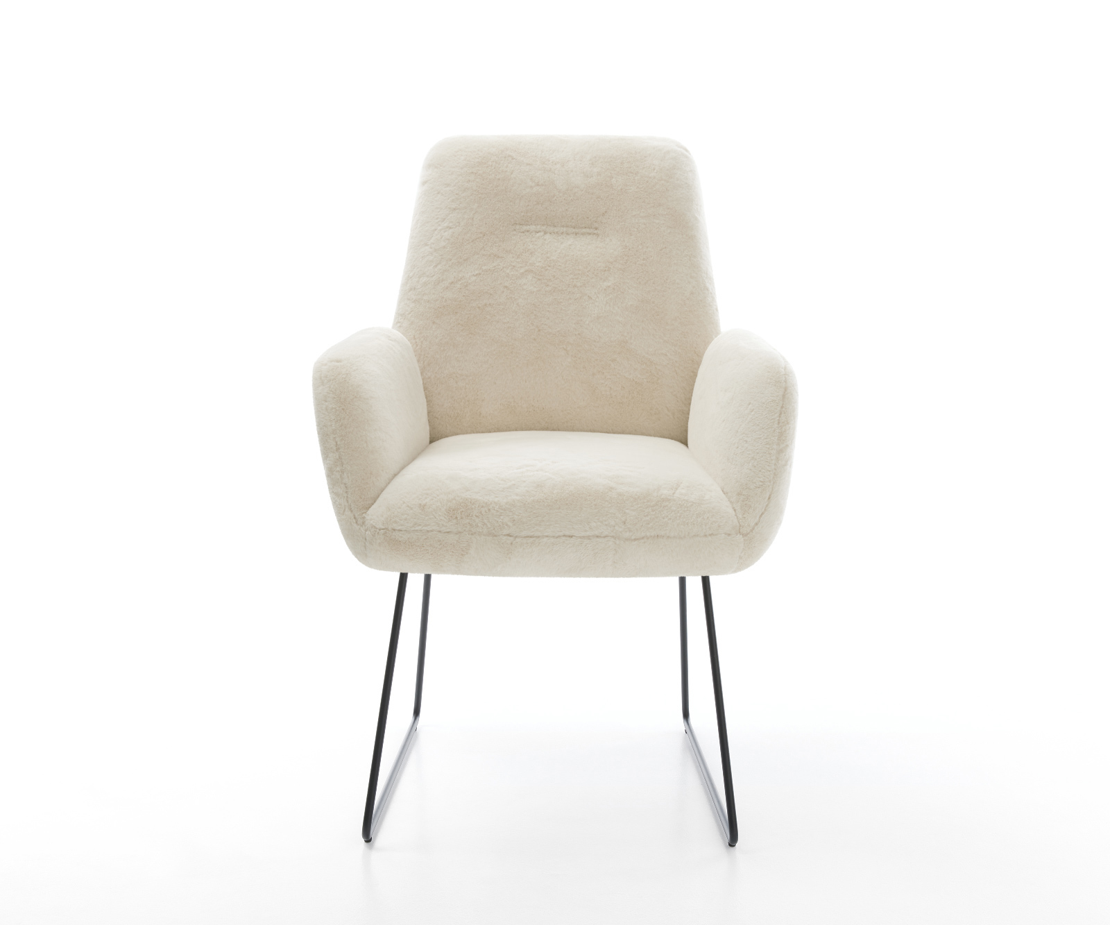 Étkezőszék Zoa-Flex plüss krémfehér fekete vékony láb zsákrugós - Image 2