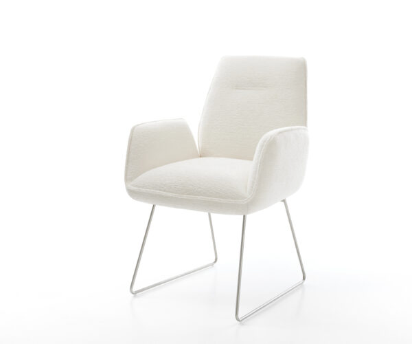 Étkezőszék Zoa-Flex bouclé puha bézs vékony láb rozsdamentes acél zsákrugó