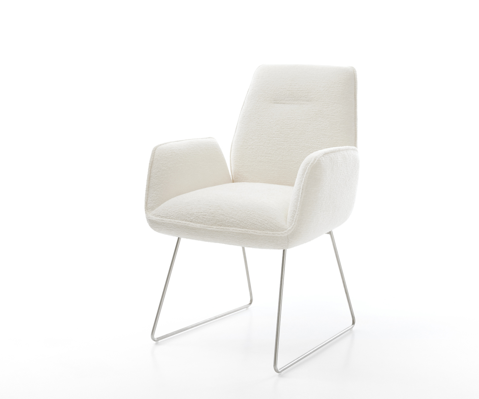 Étkezőszék Zoa-Flex bouclé puha bézs vékony láb rozsdamentes acél zsákrugó