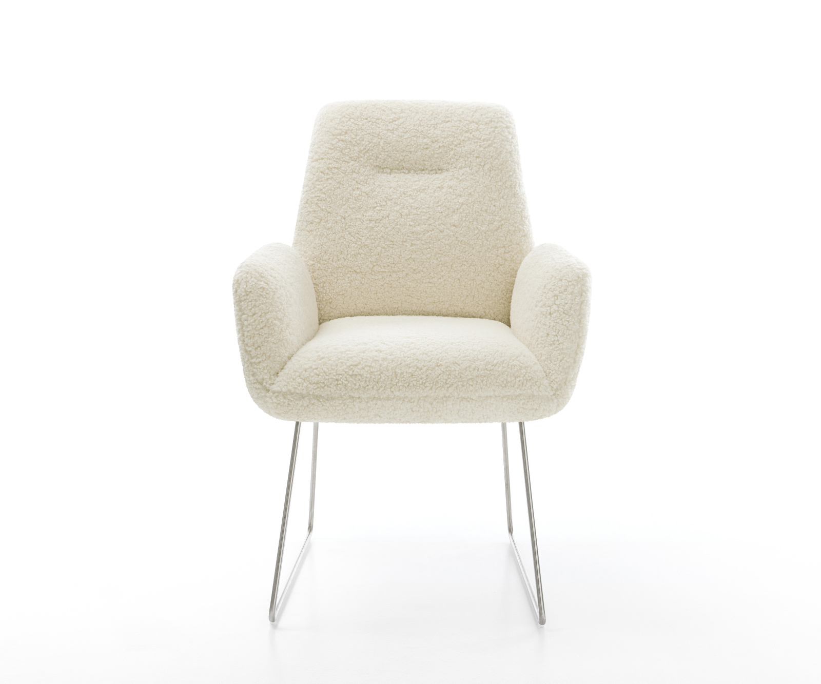 Étkezőszék Zoa-Flex teddy szövet bézs vékony láb rozsdamentes acél zsákrugó - Image 2