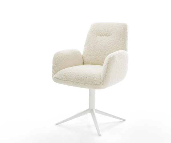 Étkezőszék Zoa-Flex teddy szövet bézs fehér kereszt láb 360° forgatható billenő zsákrugó