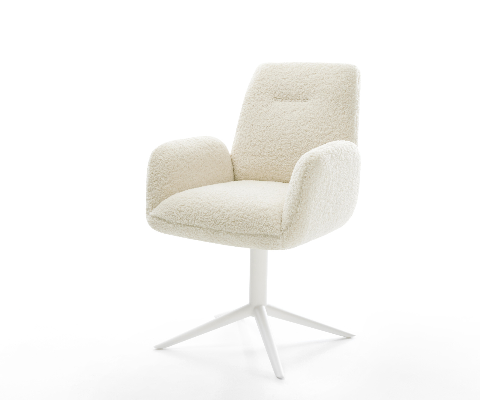 Étkezőszék Zoa-Flex teddy szövet bézs fehér kereszt láb 360° forgatható billenő zsákrugó