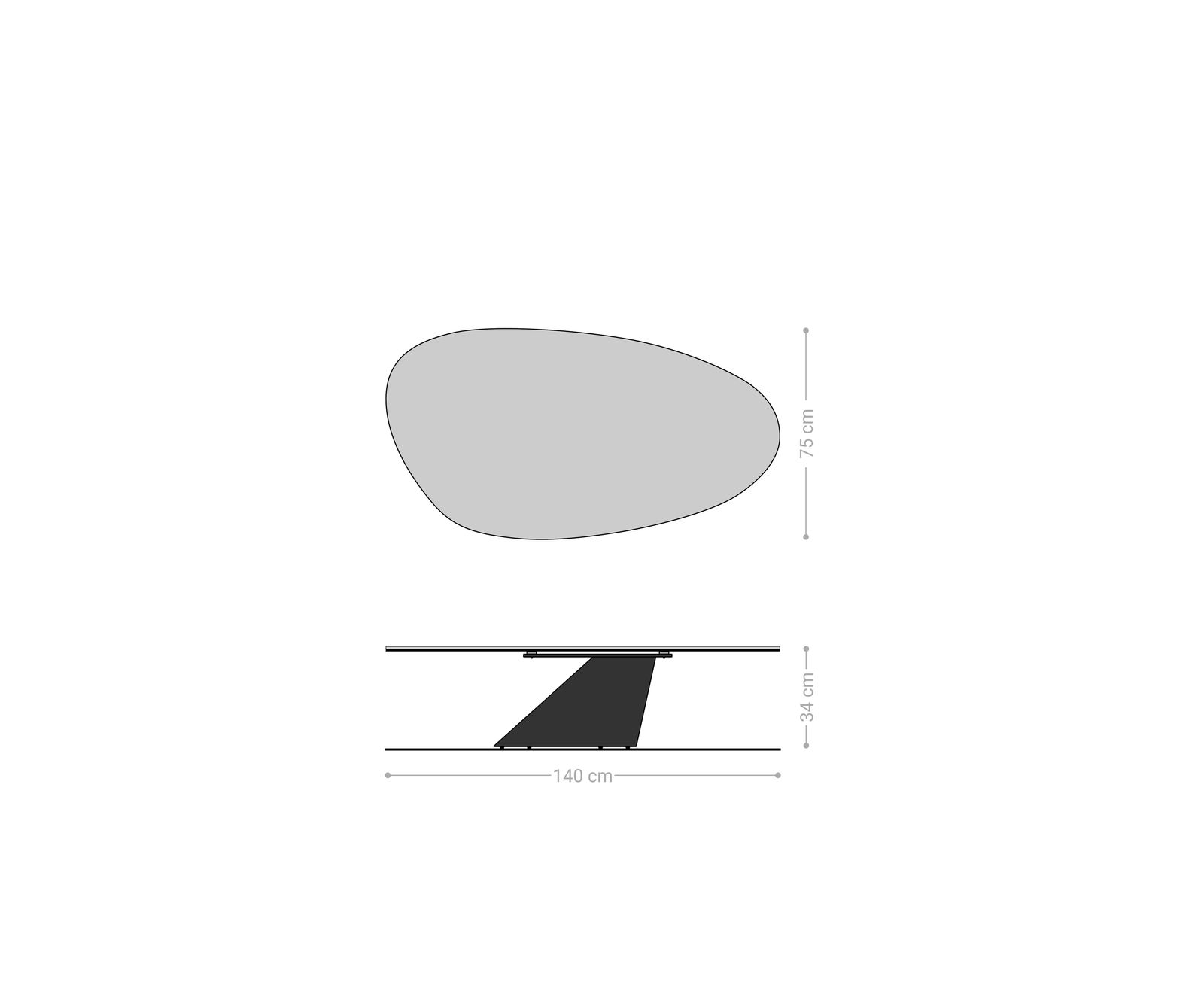 Dohányzóasztal Edge ovális 140x75 cm tölgy természetes kerek él kúpos fém fekete - Image 6