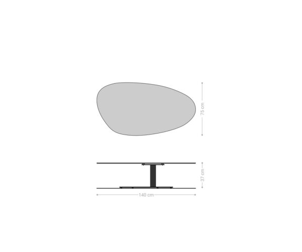 Dohányzóasztal Edge ovális 140x75 cm tölgy természetes kerek él Vibany fém fekete - Image 6
