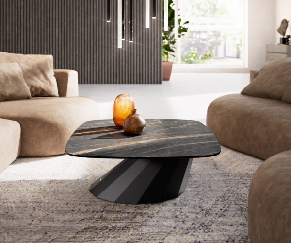 Dohányzóasztal Edge 90x90 cm Laminam® kerámia Noir Desir barna Parabi fém fekete - Image 2