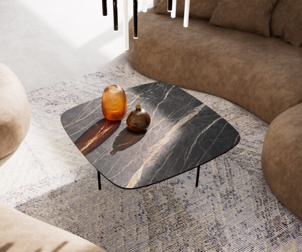 Dohányzóasztal Edge 90x90 cm Laminam® kerámia Noir Desir barna Trive fém fekete - Image 4