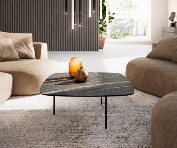 Dohányzóasztal Edge 90x90 cm Laminam® kerámia Noir Desir barna Trive fém fekete - Image 2
