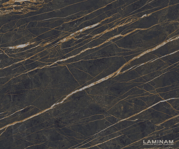Dohányzóasztal Edge kerek 90x90 cm Laminam® kerámia Noir Desir barna Conis fém fekete - Image 3