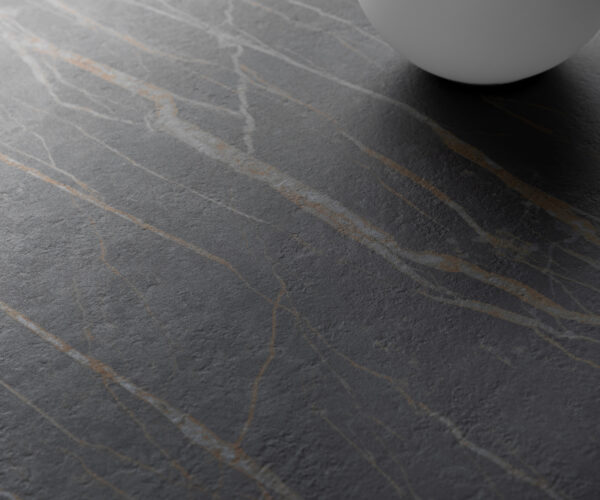 Dohányzóasztal Edge kerek 90x90 cm Laminam® kerámia Noir Desir barna Conis fém fekete - Image 5