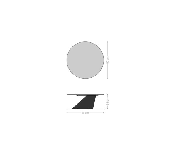 Dohányzóasztal Edge kerek 90x90 cm Laminam® kerámia Noir Desir barna Conis fém fekete - Image 8