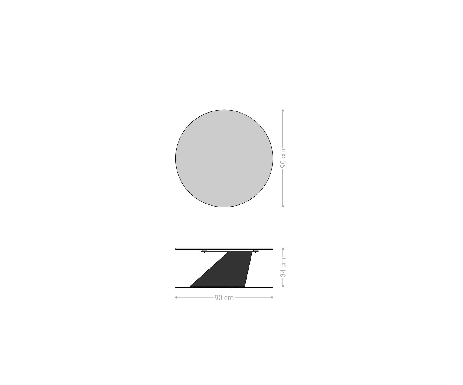 Dohányzóasztal Edge kerek 90x90 cm Laminam® kerámia Noir Desir barna Conis fém fekete - Image 8