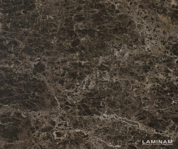 Dohányzóasztal Edge kerek 90x90 cm Laminam® Emperador extra polírozott sötétbarna Conis fém fekete - Image 3