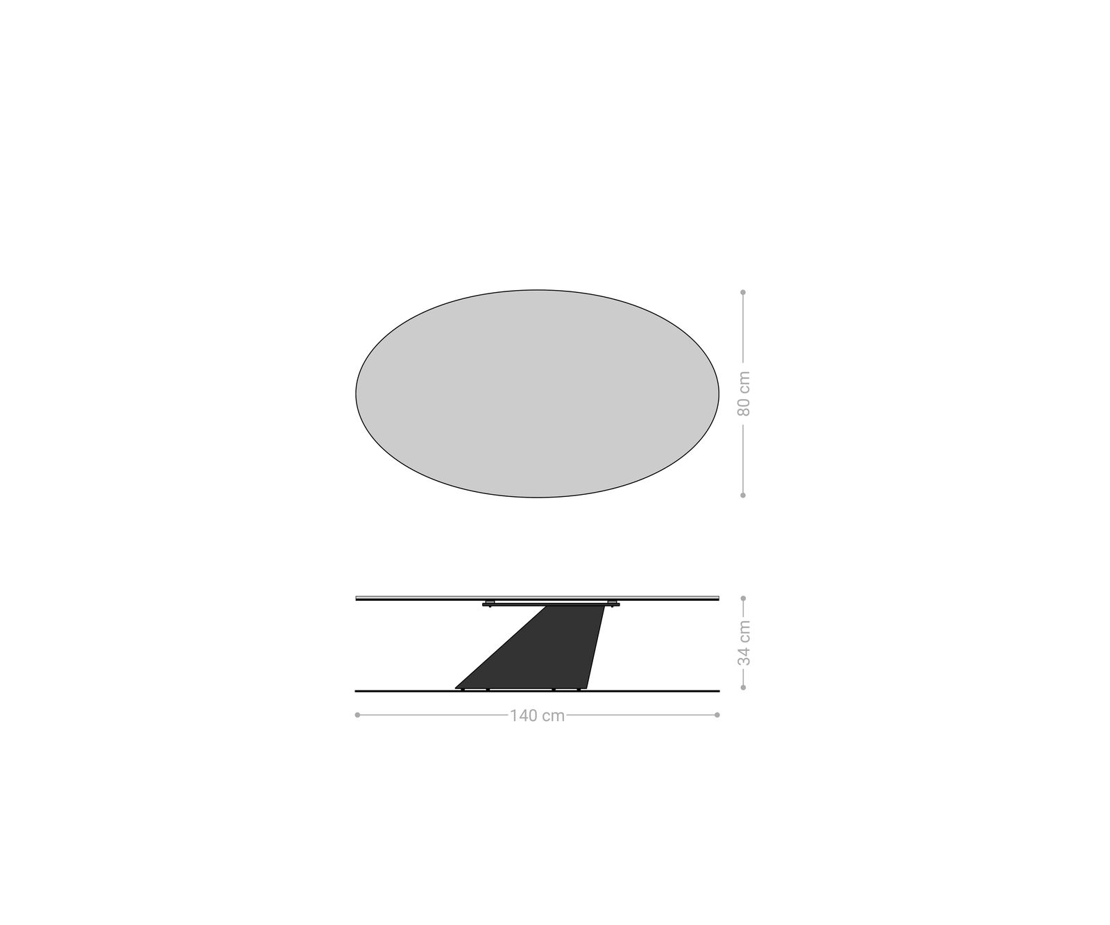 Dohányzóasztal Edge ovális 140x80 cm Laminam® kerámia Noir Desir barna Conis fém fekete - Image 7