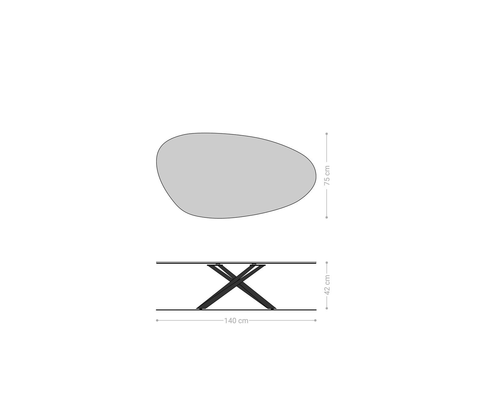 Dohányzóasztal Edge ovális 140x75 cm kerámia Minas Melange Sarity fém titán színű effektfinish - Image 7