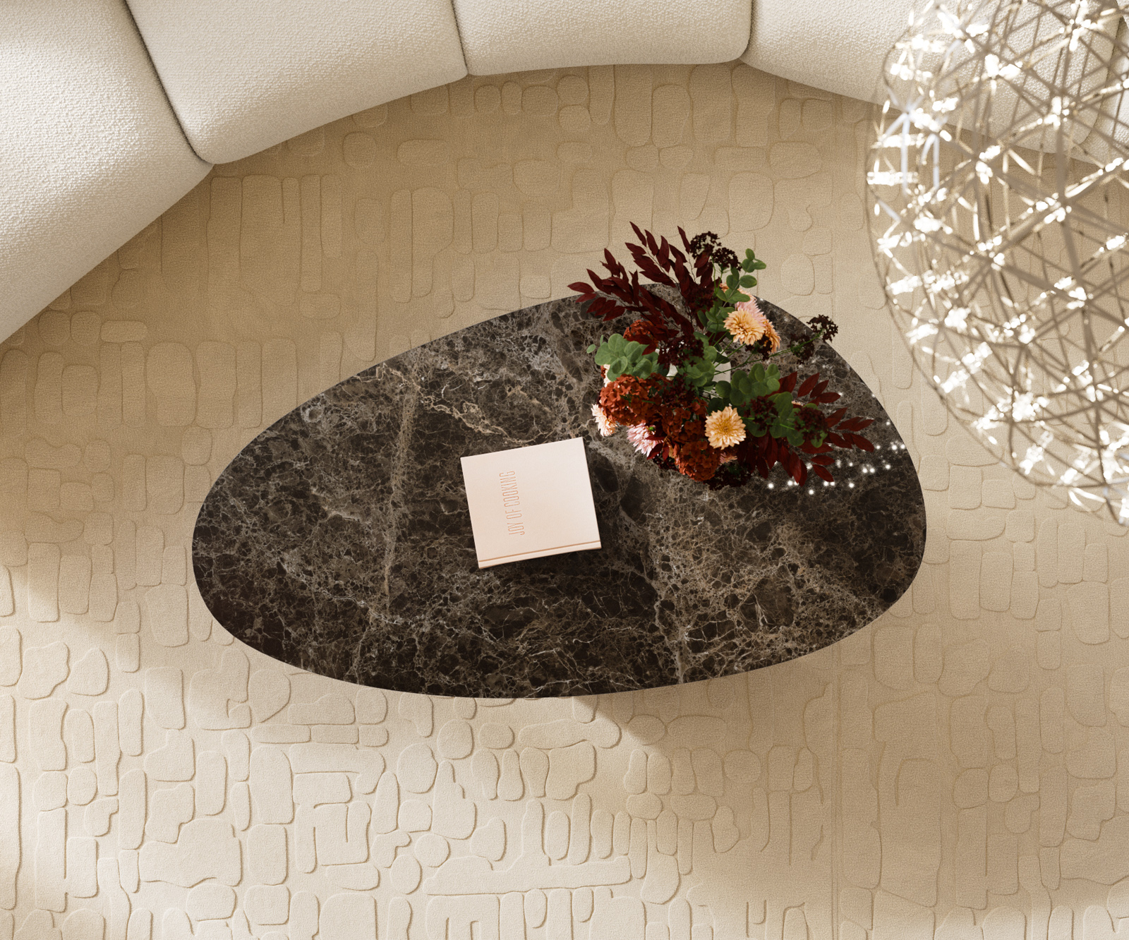 Dohányzóasztal Edge ovális 140x75 cm kerámia Laminam® Emperador extra lucido sötétbarna Parabi rozsdamentes acél szálcsiszolt - Image 6