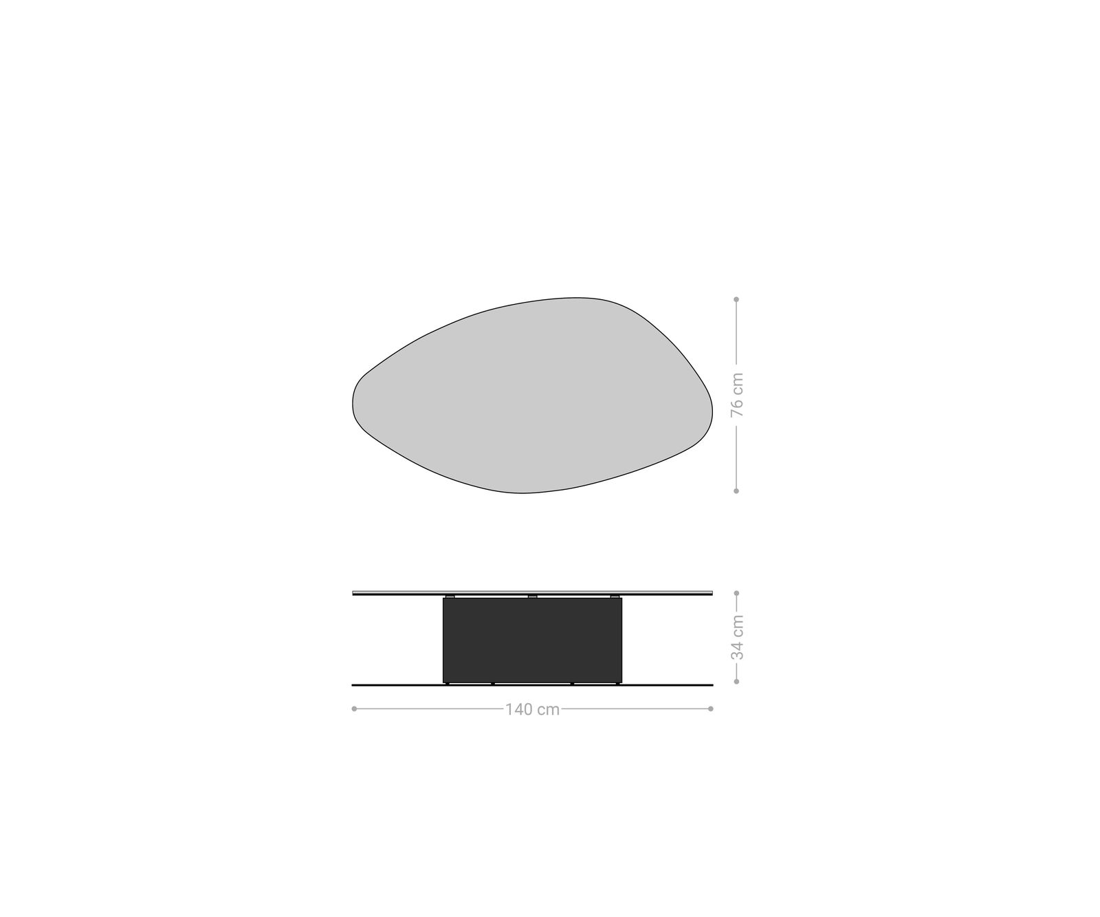 Dohányzóasztal Edge organikus 140x76 cm Laminam® kerámia Noir Desir barna Salto fém fekete - Image 8