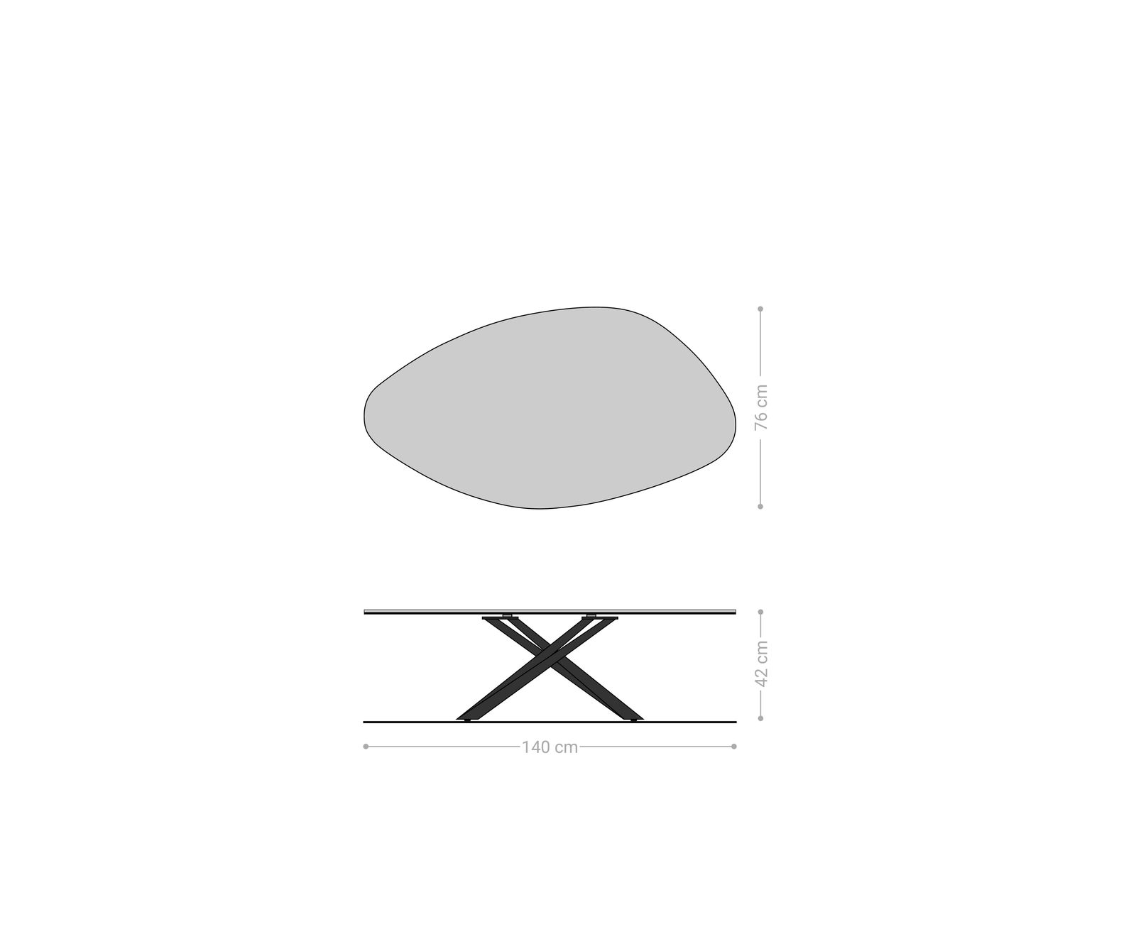 Dohányzóasztal Edge organikus 140x76 cm kerámia Minas melange Sarity fém titán színű effektfinish - Image 7