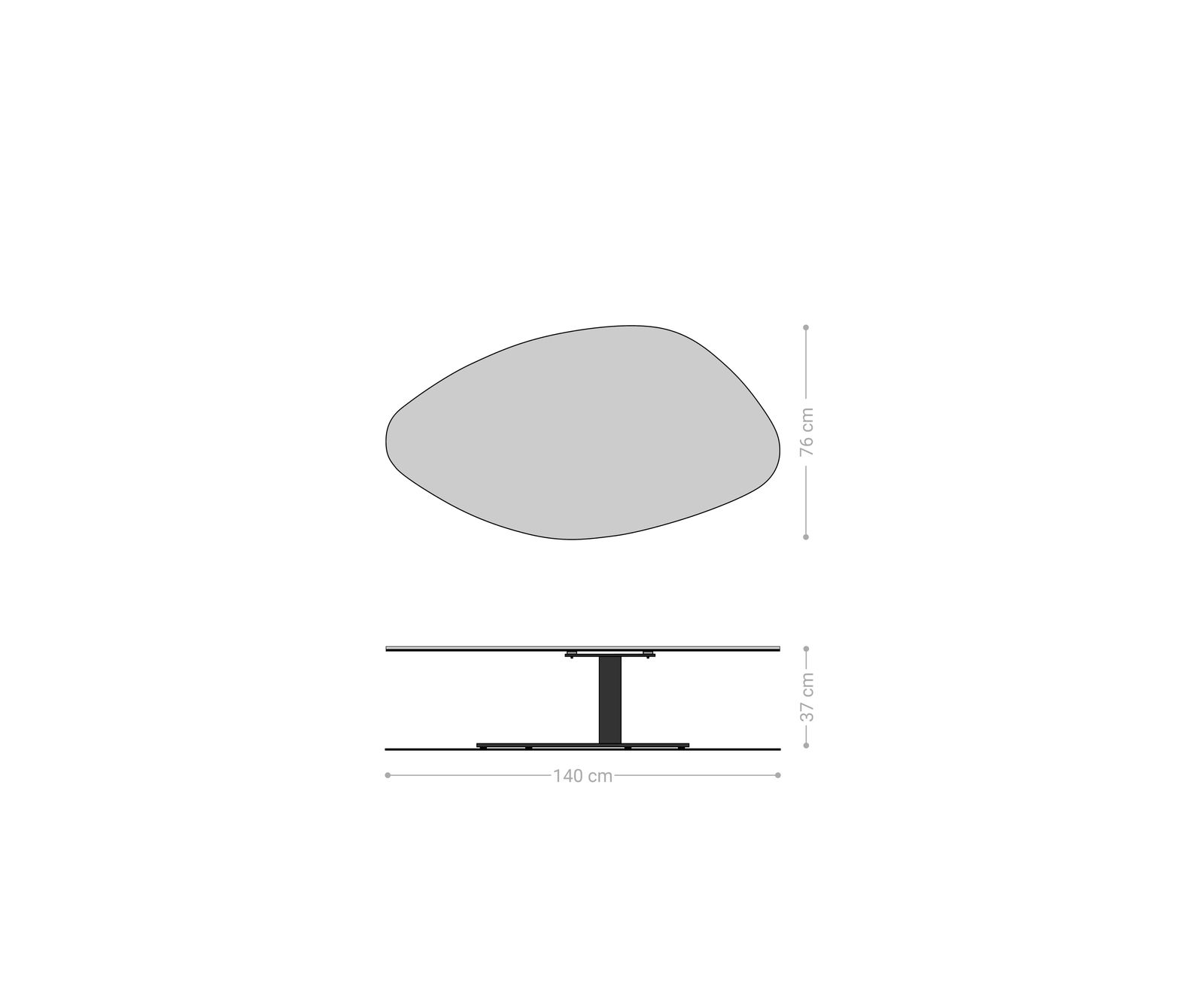 Dohányzóasztal Edge organikus 140x76 cm Laminam® Emperador kerámia extra polírozott sötétbarna Vibany rozsdamentes acél szálcsiszolt - Image 7