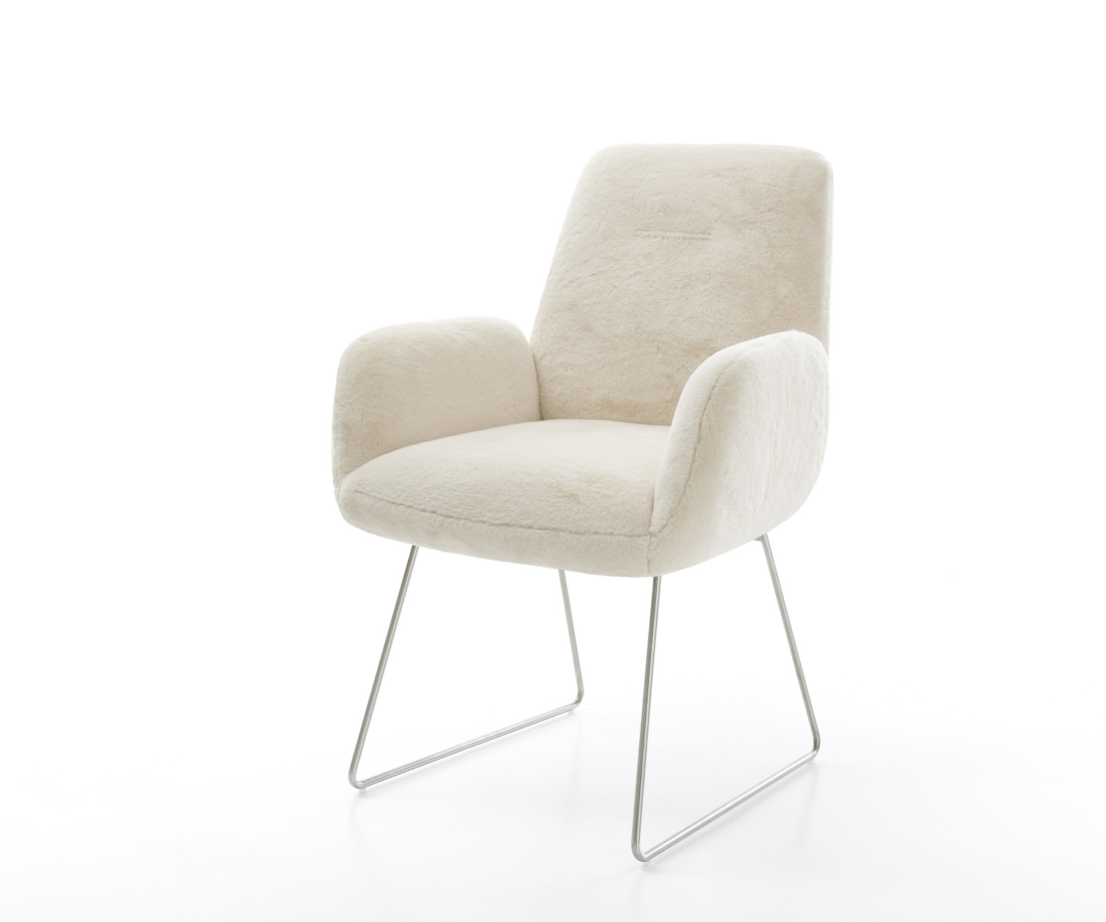 Étkezőszék Zoa-Flex plüss krémfehér vékony láb rozsdamentes acél zsákrugó