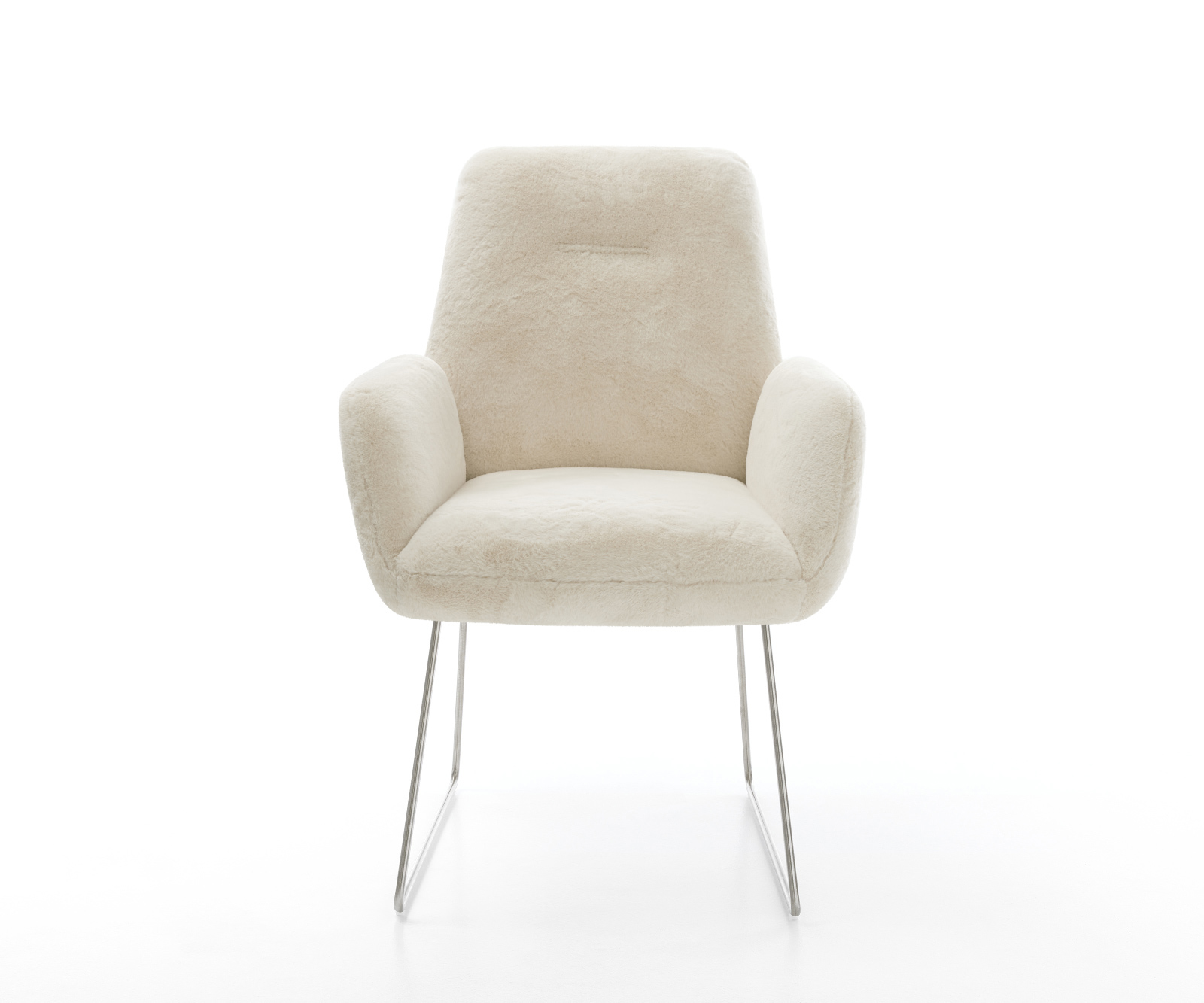 Étkezőszék Zoa-Flex plüss krémfehér vékony láb rozsdamentes acél zsákrugó - Image 2