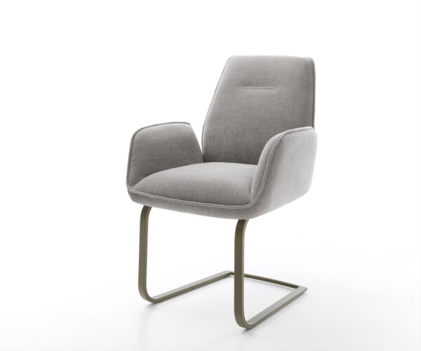 Étkezőszék Zoa-Flex strukturált szövet puha szürke konzolos lapos titánszínű rozsdamentes acél zsákrugós