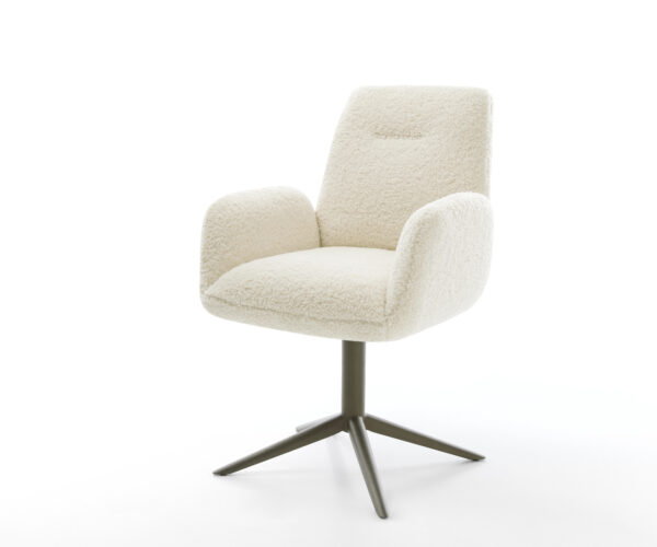 Étkezőszék Zoa-Flex teddy szövet bézs kereszt láb titánszínű hatvan fokban forgatható hintamechanizmus zsákrugó