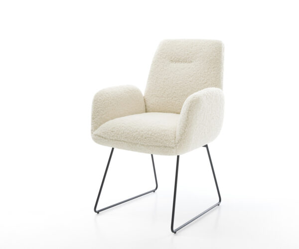 Étkezőszék Zoa-Flex teddy szövet bézs vékony láb fekete zsákrugó