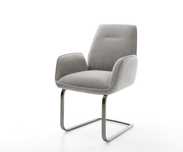 Étkezőszék Zoa-Flex strukturált szövet puha szürke konzolos lapos grafit zsákrugós