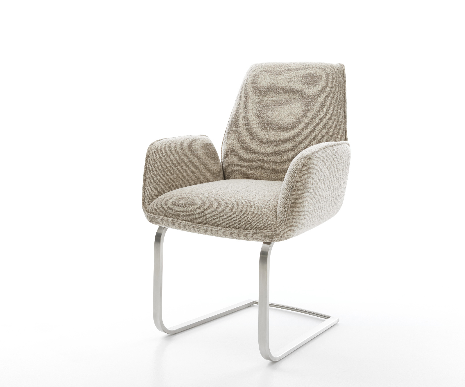 Étkezőszék Zoa-Flex szövött szövet puha bézs konzolos lapos rozsdamentes acél zsákrugós